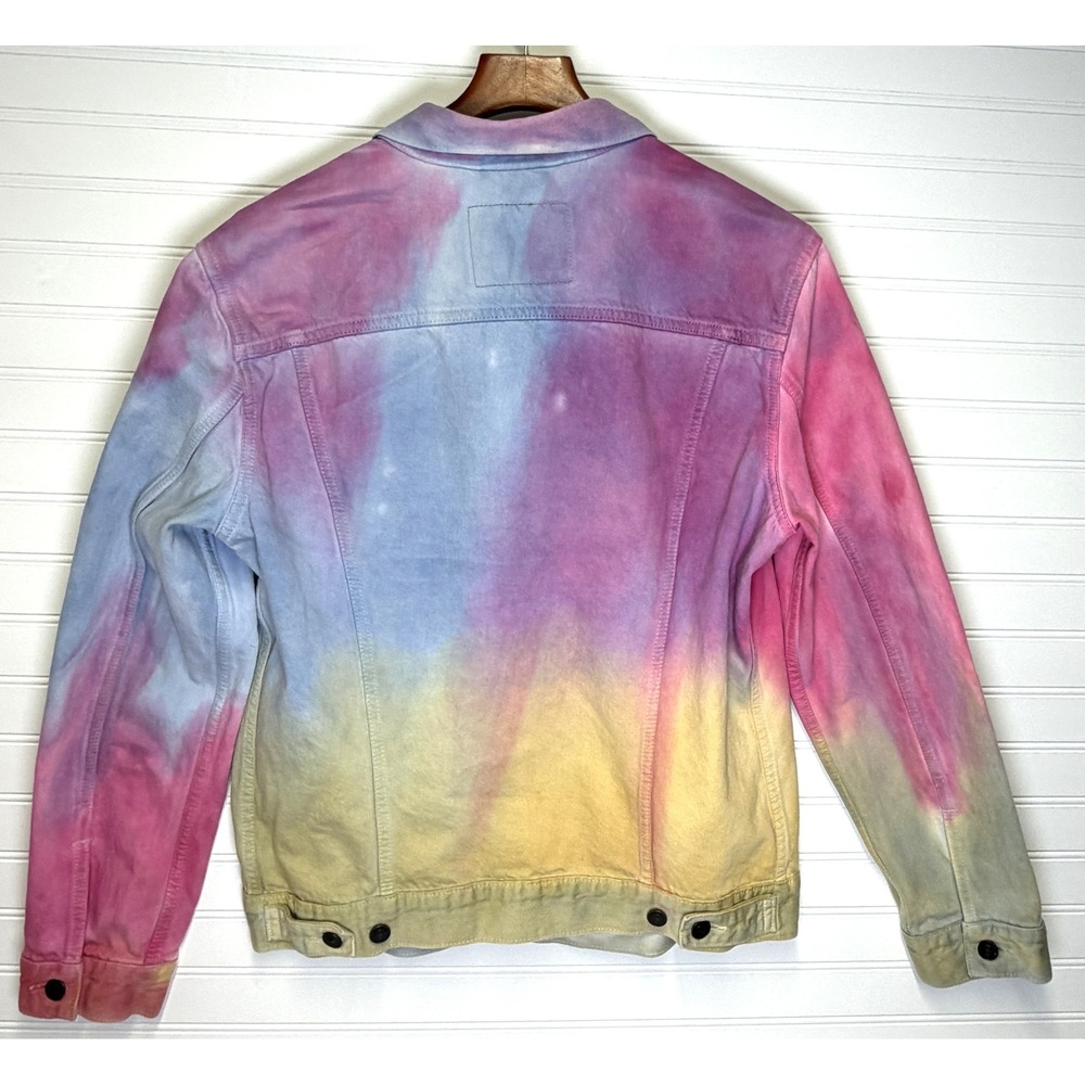 Levi's Men Tie Dye Trucker Jacket Pastel Denim Large L Dead Head Lover - Picture 2 of 11